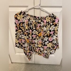 Billabong Floral Off-Shoulder Blouse - Black, Pink, Yellow